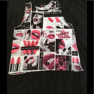 BLUSH lipstick print 3X tank