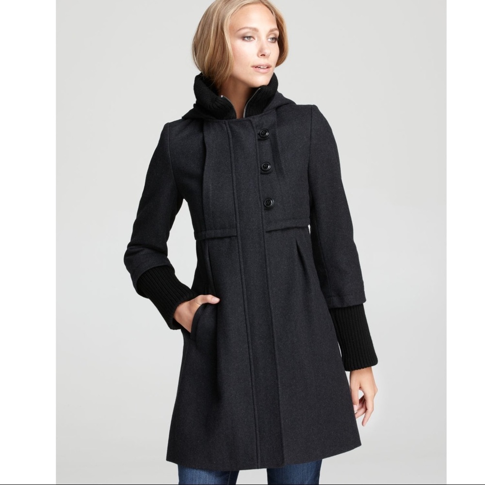 DKNY Hooded Babydoll Coat