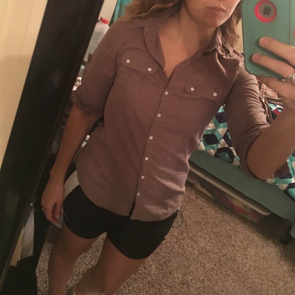 Button up green/brown shirt