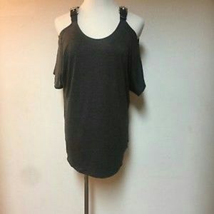 MICHAEL KORS Buckle Strap Cold Shoulder Top