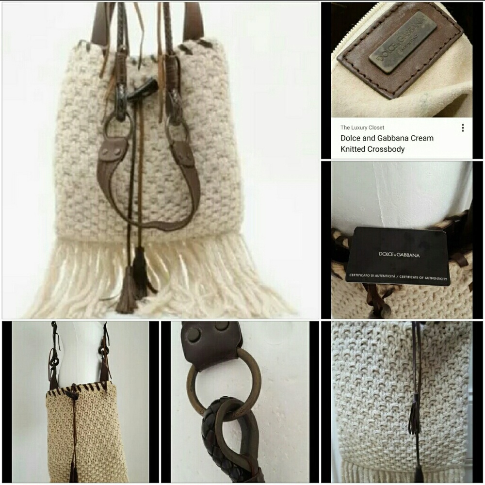 DOLCE GABBANA KNITTED CREAM CROSSbody