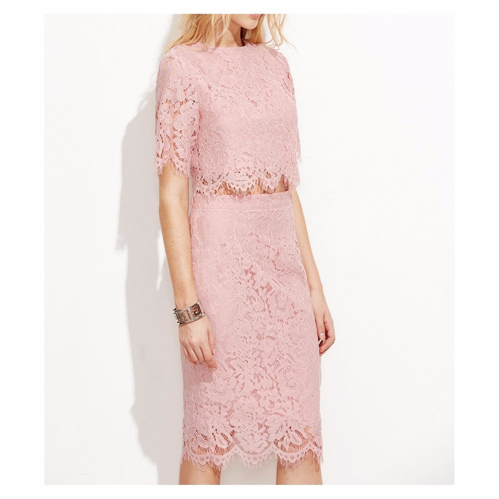 ❗️Pink Short Sleeve Open Lace Midi Dress - Picture 2 of 4