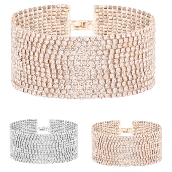 Silver & Gold Layered Crystal Bracelet - Picture 2 of 3