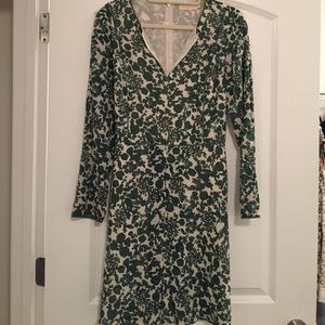 Tory Burch Green & White Floral Silk Dress