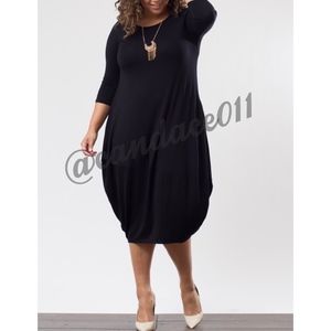 ⭐️5 STAR rated⭐️3/4 Sleeve Black Bubble Midi Dress