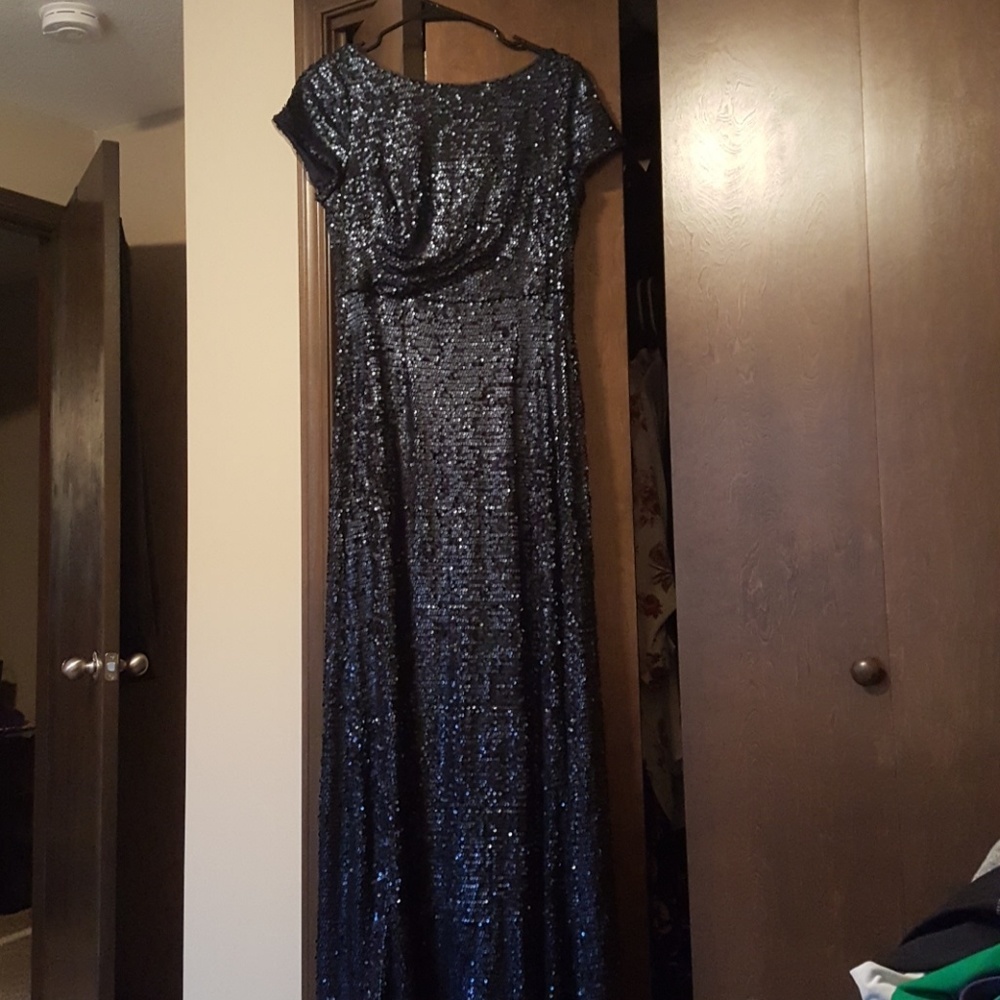 Navy sequined bridesmaid dress