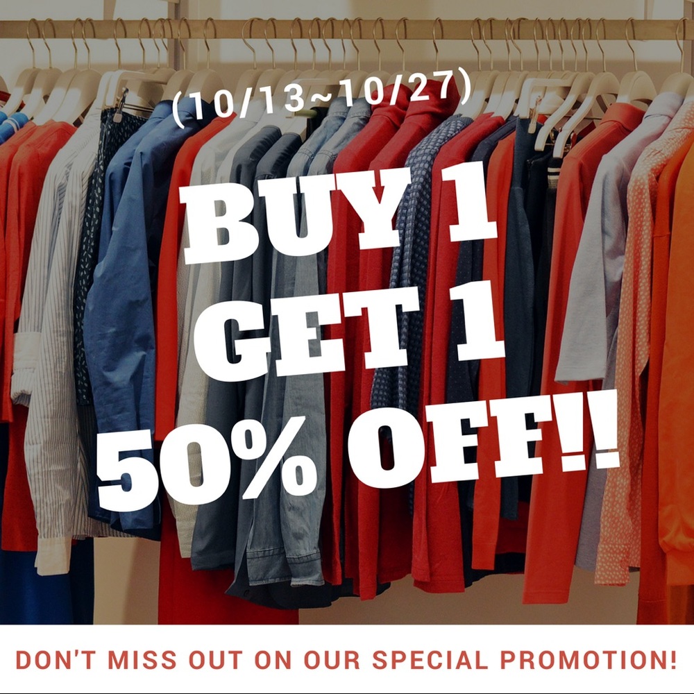 🎊BUY 1 GET 1 50% OFF!! 🎊 (10/13~10/27)