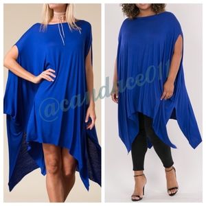 Oversized Handkerchief Hem Dress (Royal Blue)