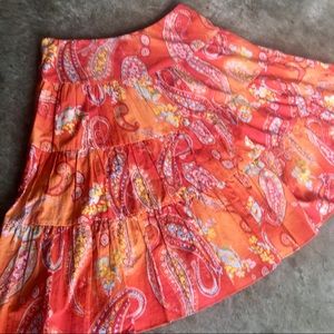 SUPER BRIGHT Boho Short Broom Skirt Paisley Orange