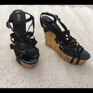 DIBA| Black And Gold Strappy Heels
