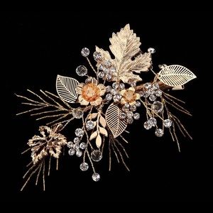 🆕 Bridal Hairpiece | Gold leaves and flowers