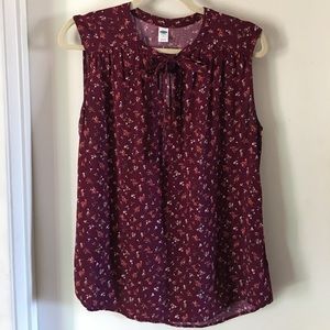 Floral print sleeveless cotton top sz m