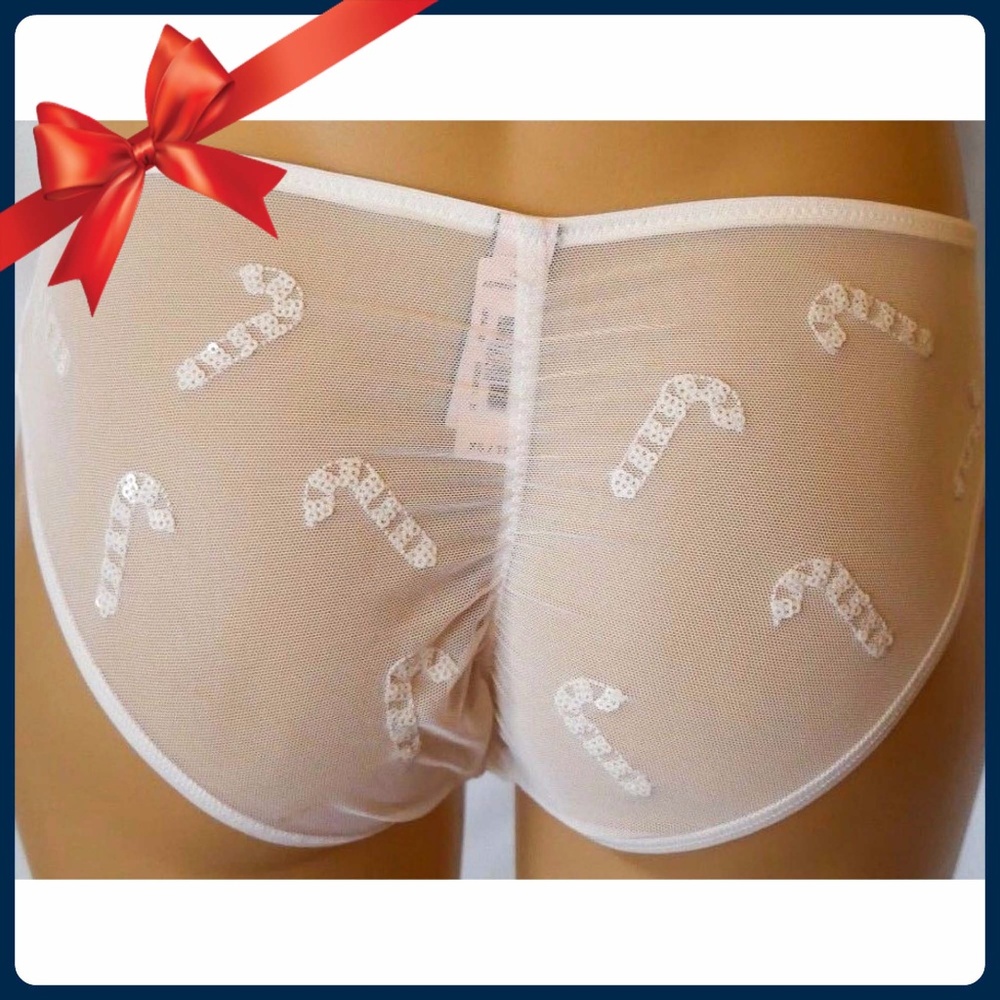 NWT! Victoria Secret SzM Sequin Candy Cane Panties - Picture 2 of 4