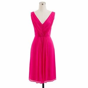 J.CREW Louisa Hot Pink Silk Chiffon A Line Dress