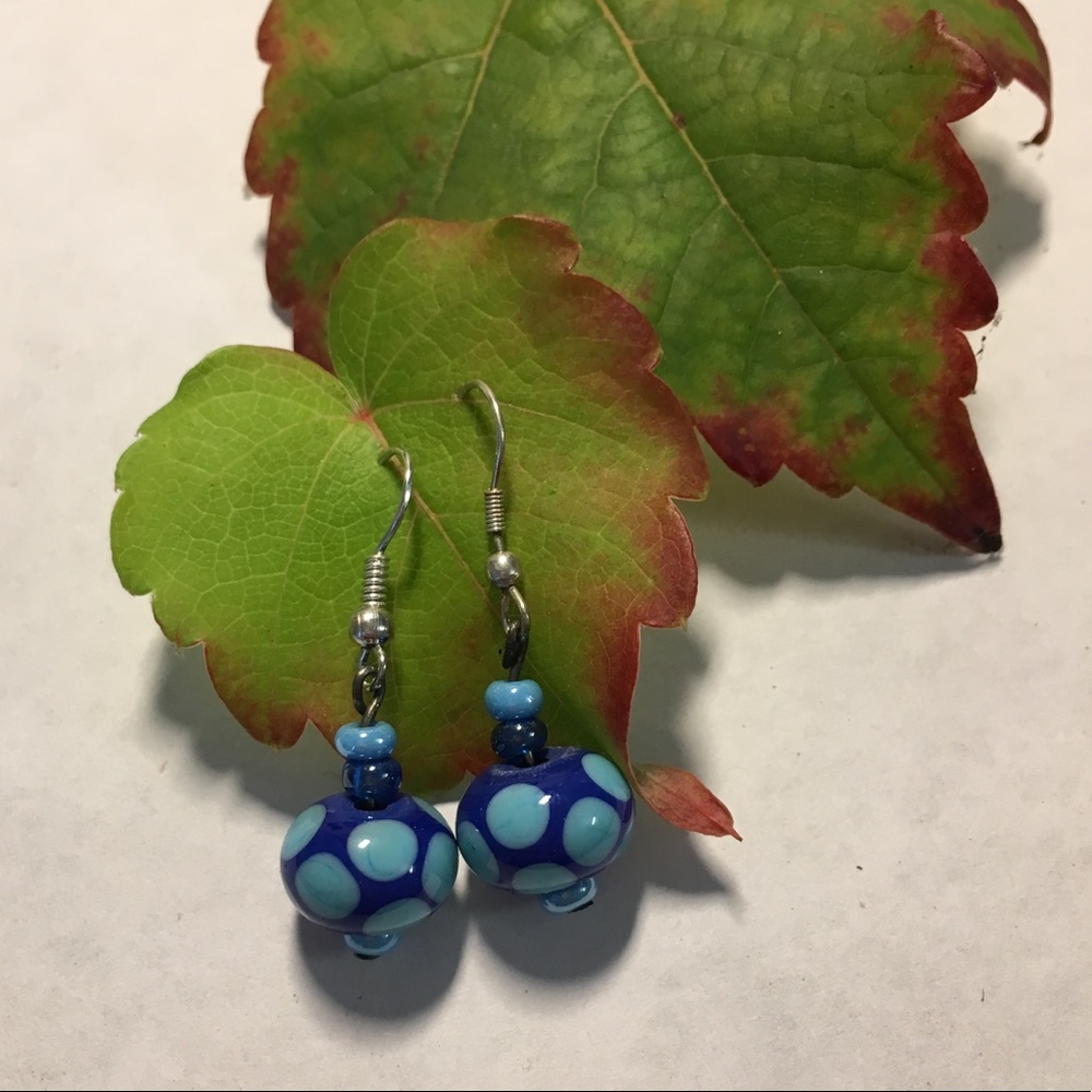 Hand blown glass dotted earrings