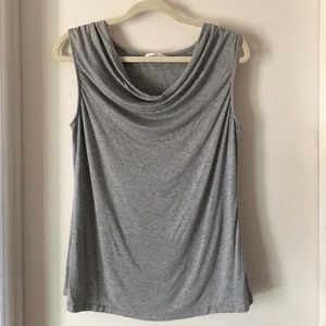 CLEARANCE Cowel neck sleeveless gray tee sz L