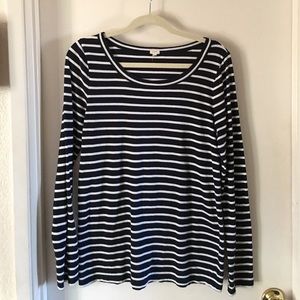 Jcrew black and white stripe tee sz L