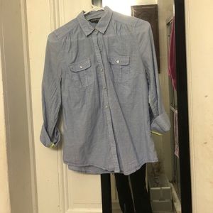 Express light chambray button up top