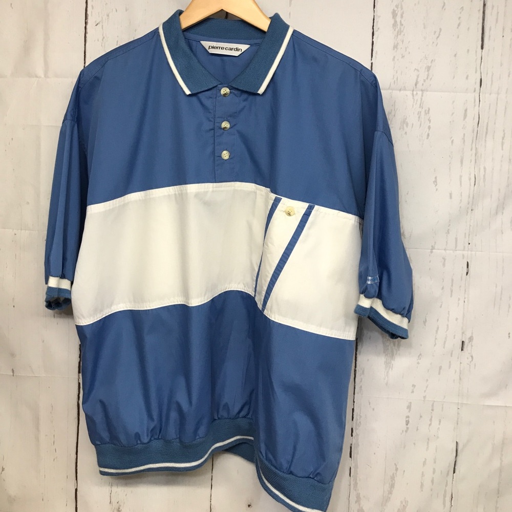 VTG Pierre Cardin Blue And White Polo Golf Shirt