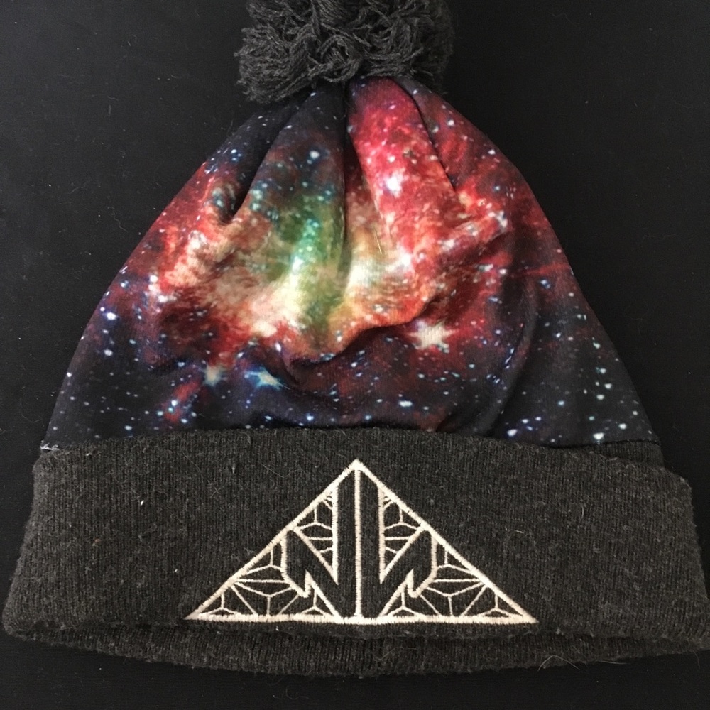 Galaxy puff beanie