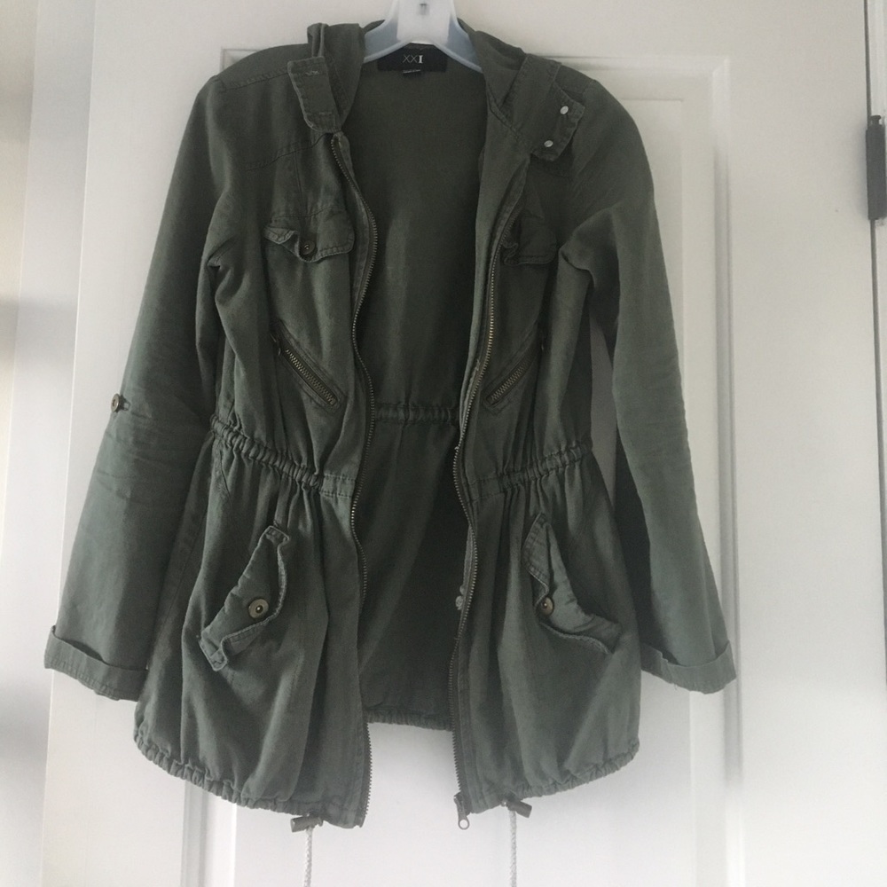 Dark green military jacket