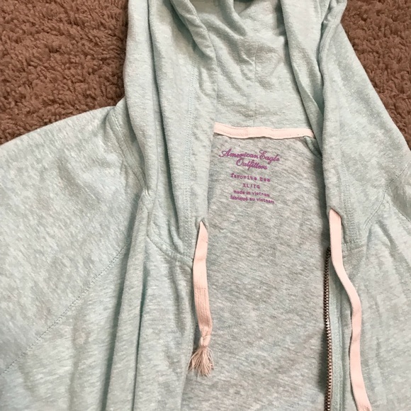 Teal hoodie from American Eagle. - Picture 2 of 2