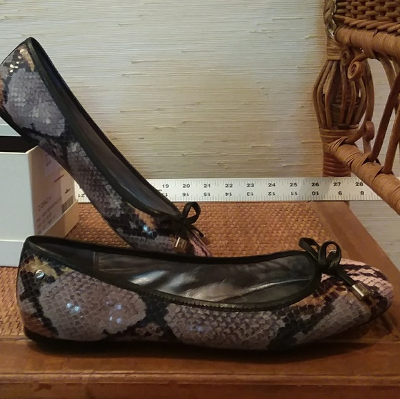 coach snakeskin flats