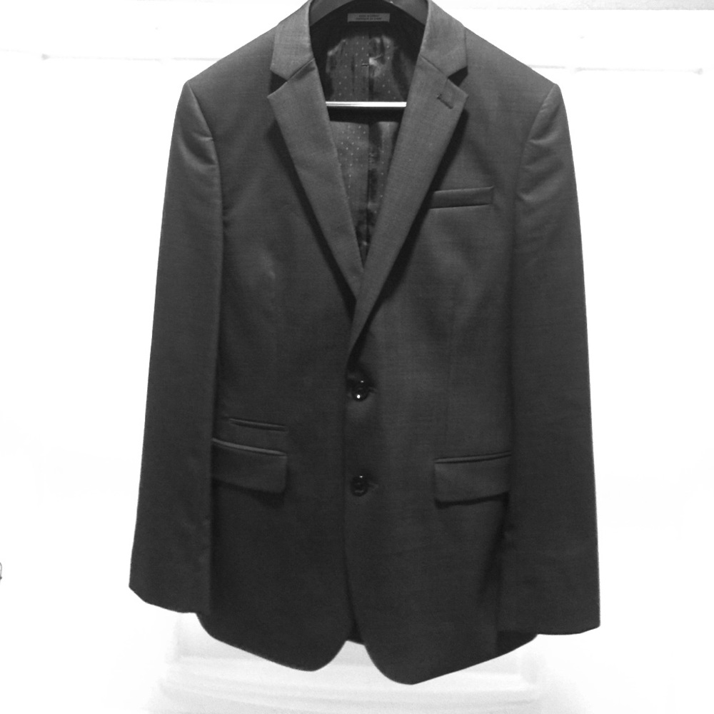 Express Photographer Fitted Suit Jacket - Charcoal