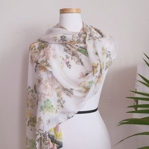 Floral Scarf with Tassels