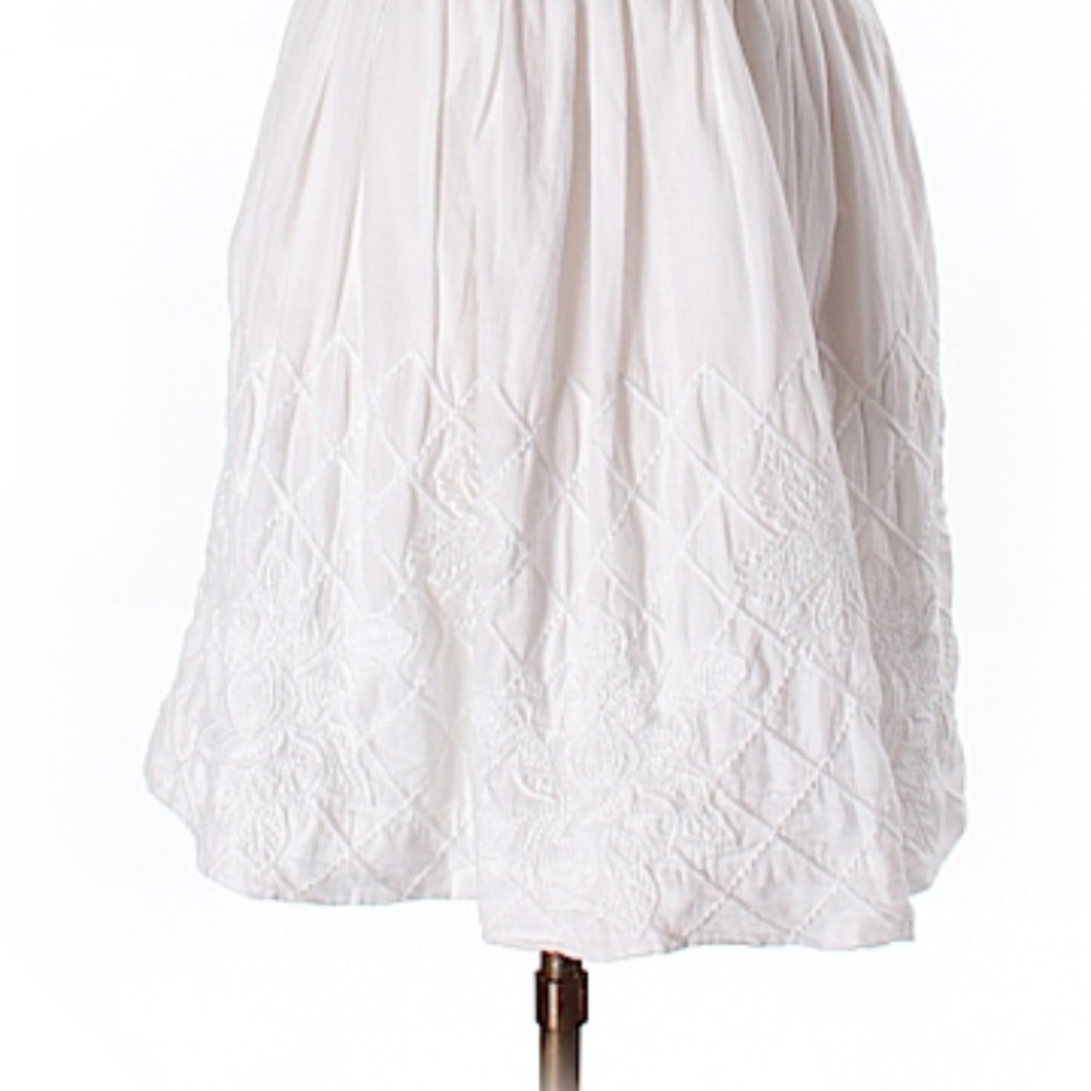 A) Anthropologie Floreat flower embroidered skirt