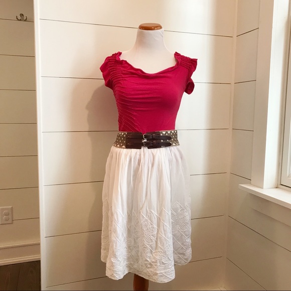 A) Anthropologie Floreat flower embroidered skirt - Picture 3 of 8