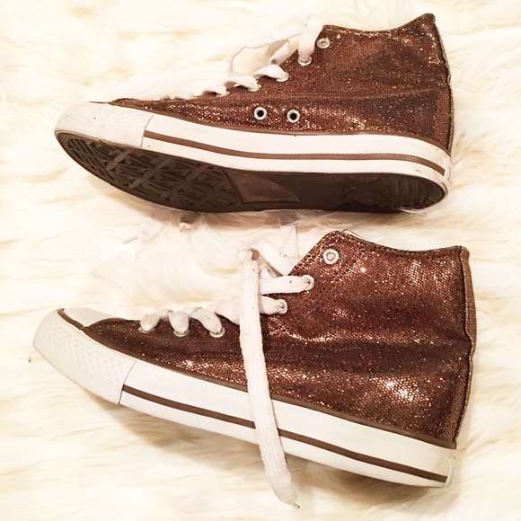 lily Shoes - Rose gold sparkle high top sneakers