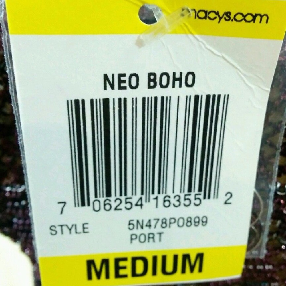 NWT INC Striped Knit Dress Burgundy Scoop Neck Med - Picture 8 of 8