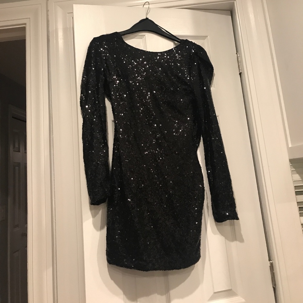 Mini black sequence dress