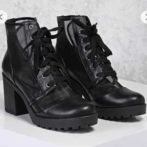 Black Mesh ankle boot