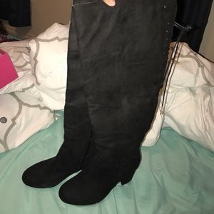 Black over the knee boots size 10 wide calf