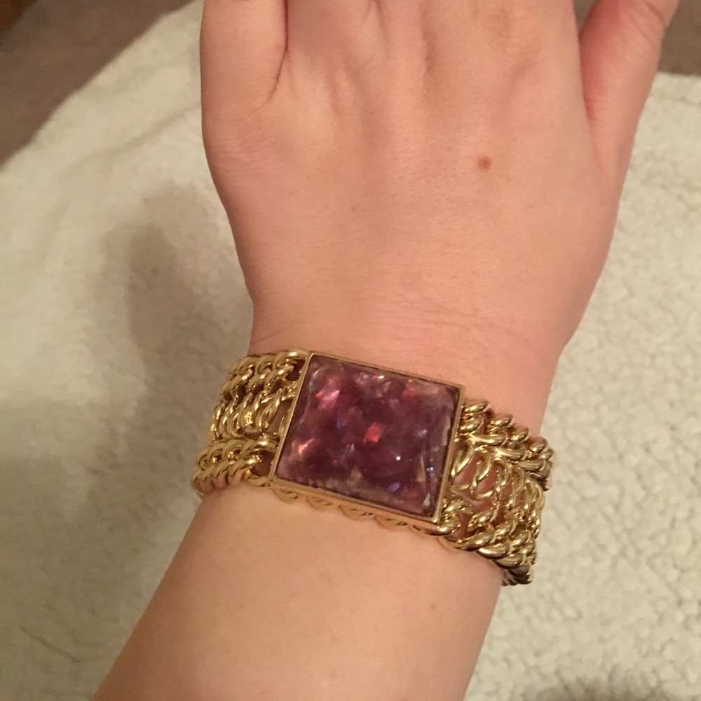 Square cut gem cuff