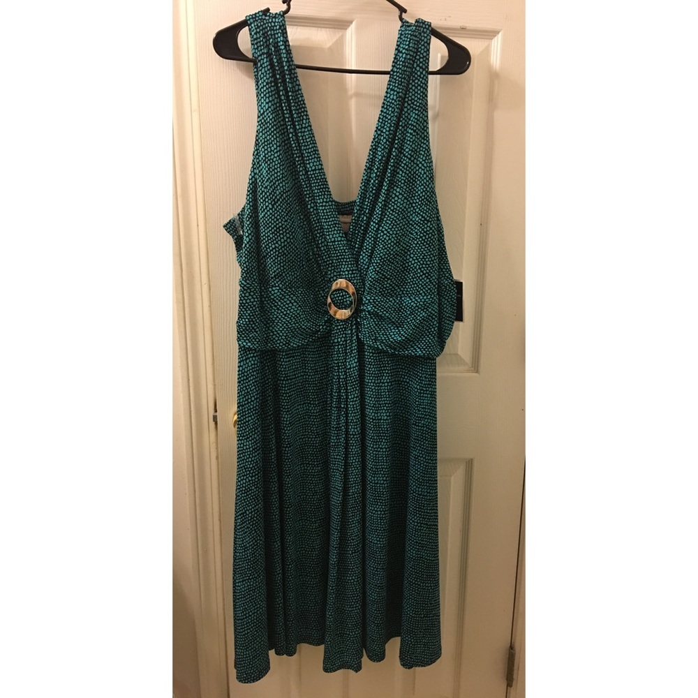 Kim Rogers jade green polka dot dress NWT
