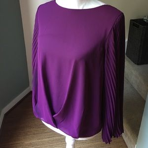 Vince Camuto Pleated Sleeve Blouse in Magenta