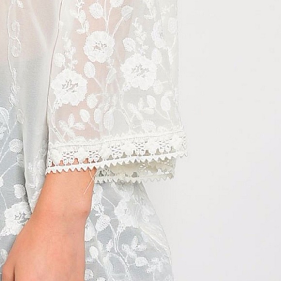 Ivory Gypsy Victorian Embroidered Lace Tunic Top - Picture 4 of 7