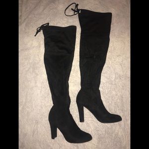 Black thigh high boots