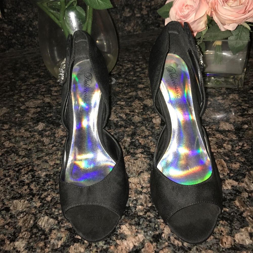 Black blinged embellished heels