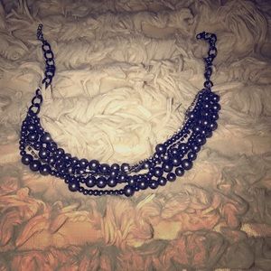 Dark grey pearl and rhinestone necklace