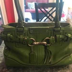 Coach Green leather Hampton bag purse Satchel