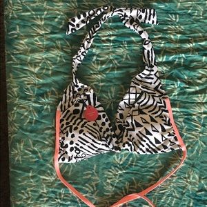 Nwt Black & White Cross Front Bikini Top Only
