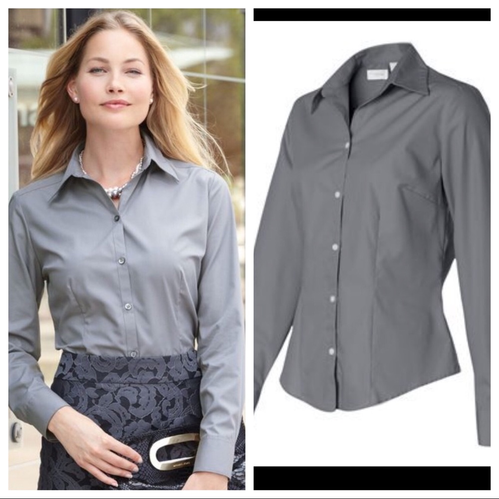 NEW Van Heusen Oxford Shirt Blouse Wrinkle-Free