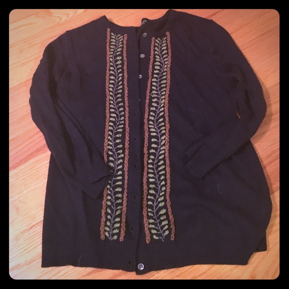 Jcrew Navy Sweater with Vines