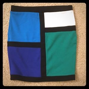 Modern Art Colorblock Mini Skirt