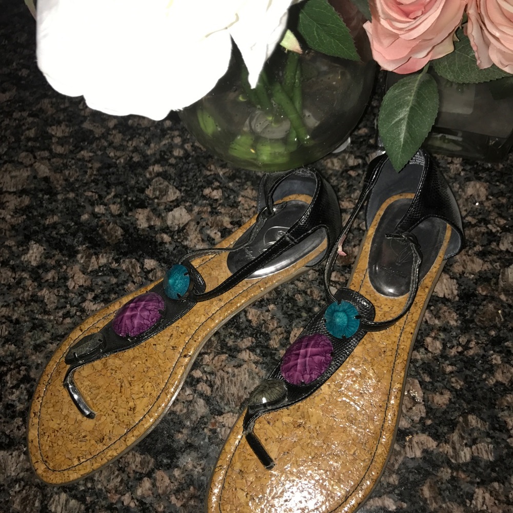 Black stoned sandals