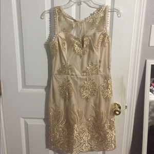 Love Culture nude/gold cocktail dress